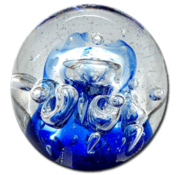 Kugel - mini - große Blasen über blauem Grund