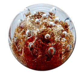 Kugel - mini - gold rot mit Blasen