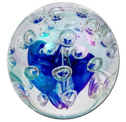 Kugel - mini - klar-blaue Luftblasen mit Öleffekt