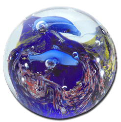 Kugel - mini - blauer Boden/zwei Delphine